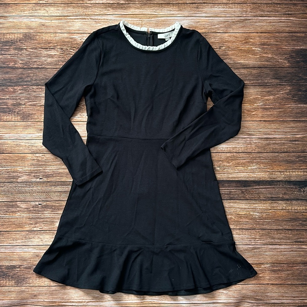 Loft Long Sleeve Dress Black - SZ 10